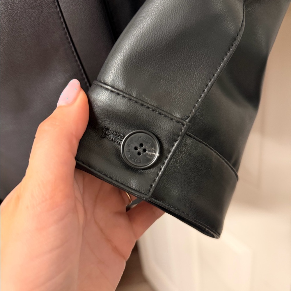 Prada Black Nappa Leather Collar Zip Jacket - Picture 6 of 11